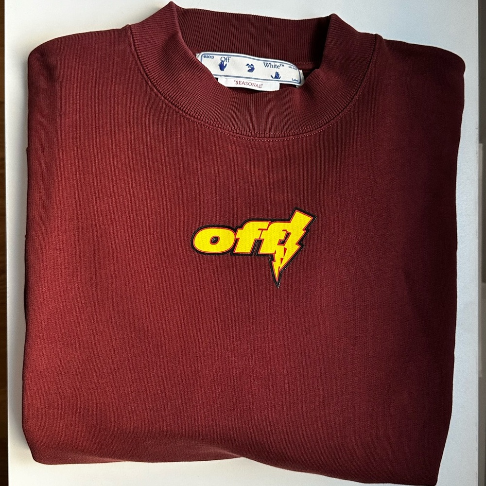 Off-White Thunder Cotton Sweater with front and back print size XS (unisex) - Picture 13 of 14